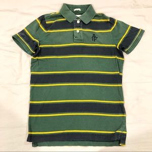 AnF Short Sleeves Striped Muscle Polo Shirt green